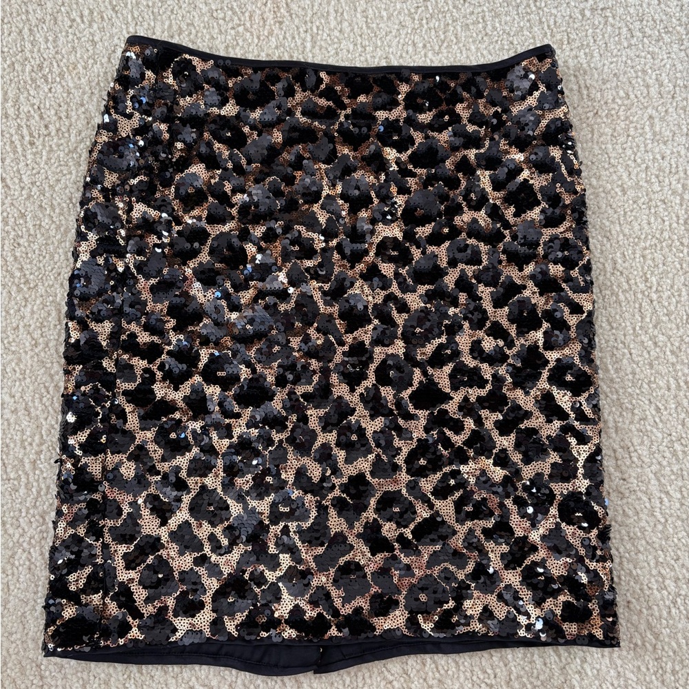 Cache Leopard Sequin Mini Skirt